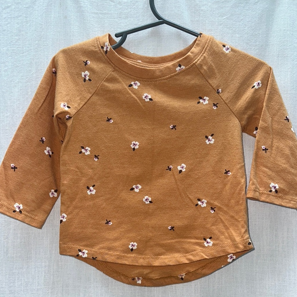 Cat & Jack Mustard Floral Long Sleeve Tee